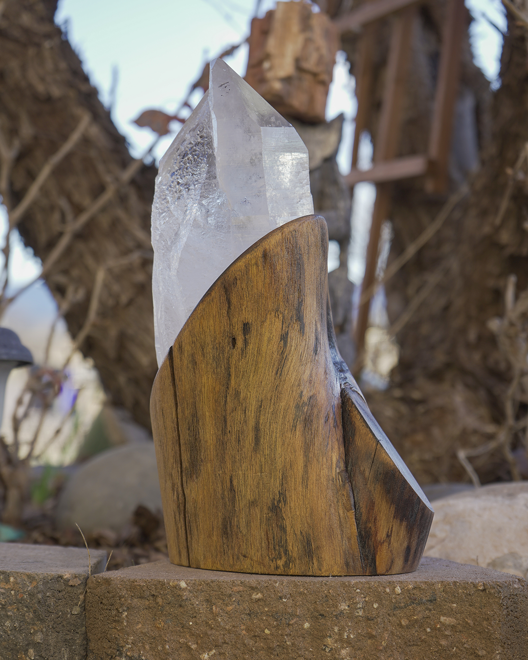 Brazilian Quartz & Oak Base