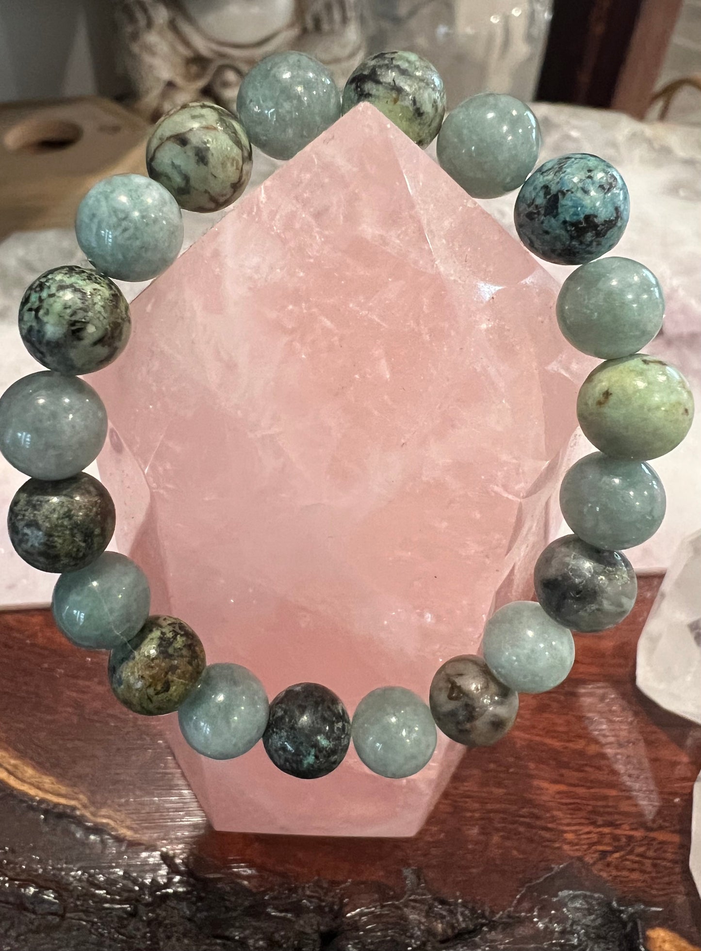 African Turquoise and Burmese Jade Bracelet